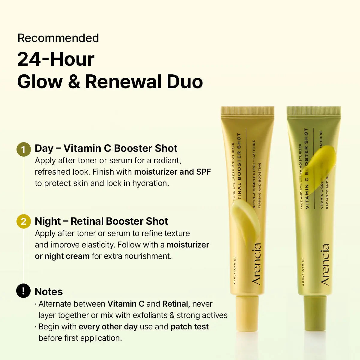ARENCIA Booster Shot Retinal & Vitamin C Skin Renewal Duo - JOLIE'S