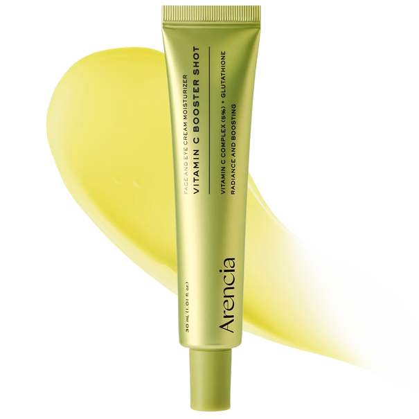 ARENCIA Vitamin C Glutathione Brightening Duo Set with booster shot and skincare products in sleek bottles and packaging.