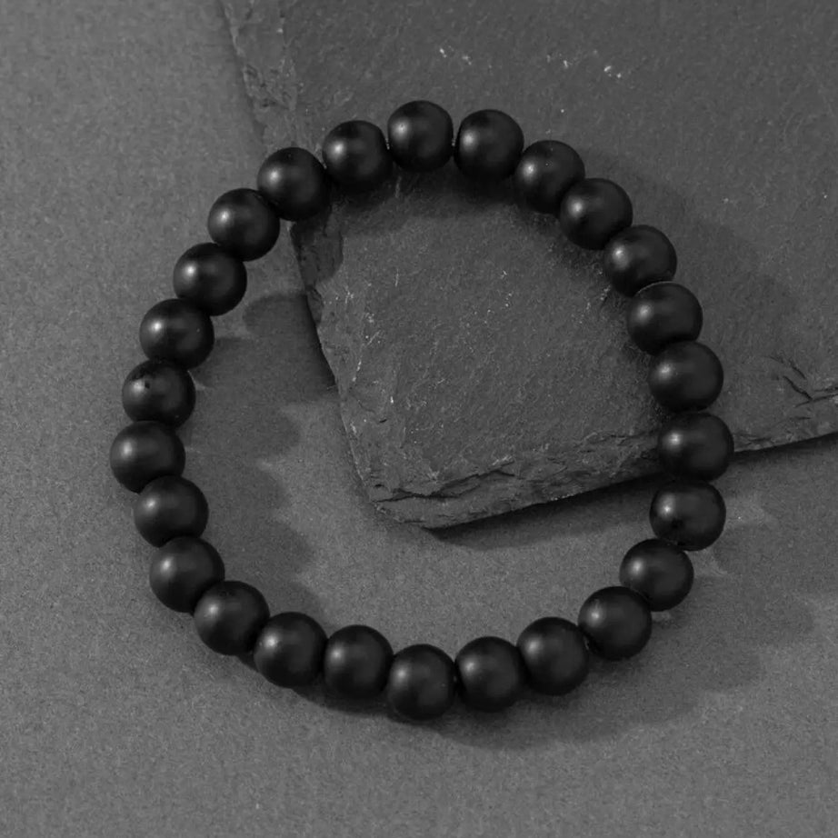 Black Onyx Matt Natural Stone Handmade Bracelet - JOLIE'S UAE