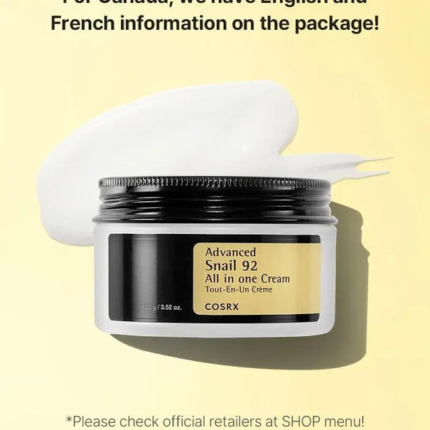 COSRX Advanced Snail 92 All in one Cream 100 gm - JOLIE'S