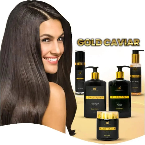 HB HAIR SOLUTION Gold Caviar & Argan Oil Hair Care Kit 5 pcs - JOLIE'S