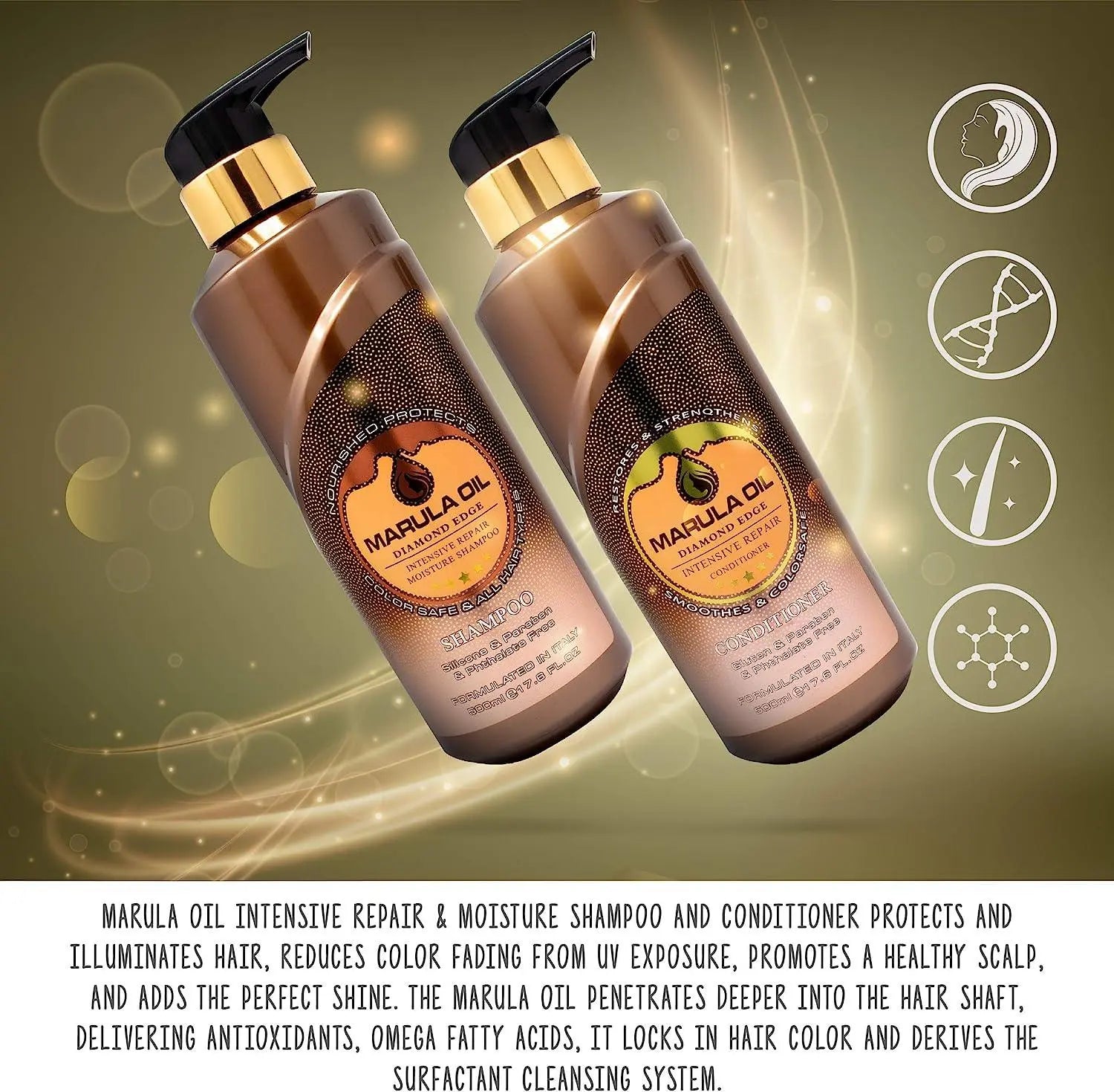 Nuspa Marula Professional Natural Oil Deep Hydrating Shampoo and Conditioner Set Sulfate Paraben Free 500 ML - JOLIE'S UAE