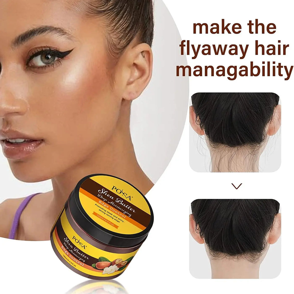 POSA Instant Control Edge Control,Hair Wax, 48 hours Lasting Natural Tea Tree Oil Deep Moisturizing EdgeTamer, Shine Smooth Hair Styling Gel with Shea Butter,Jojoba Oil 120 ML - JOLIE'S UAE