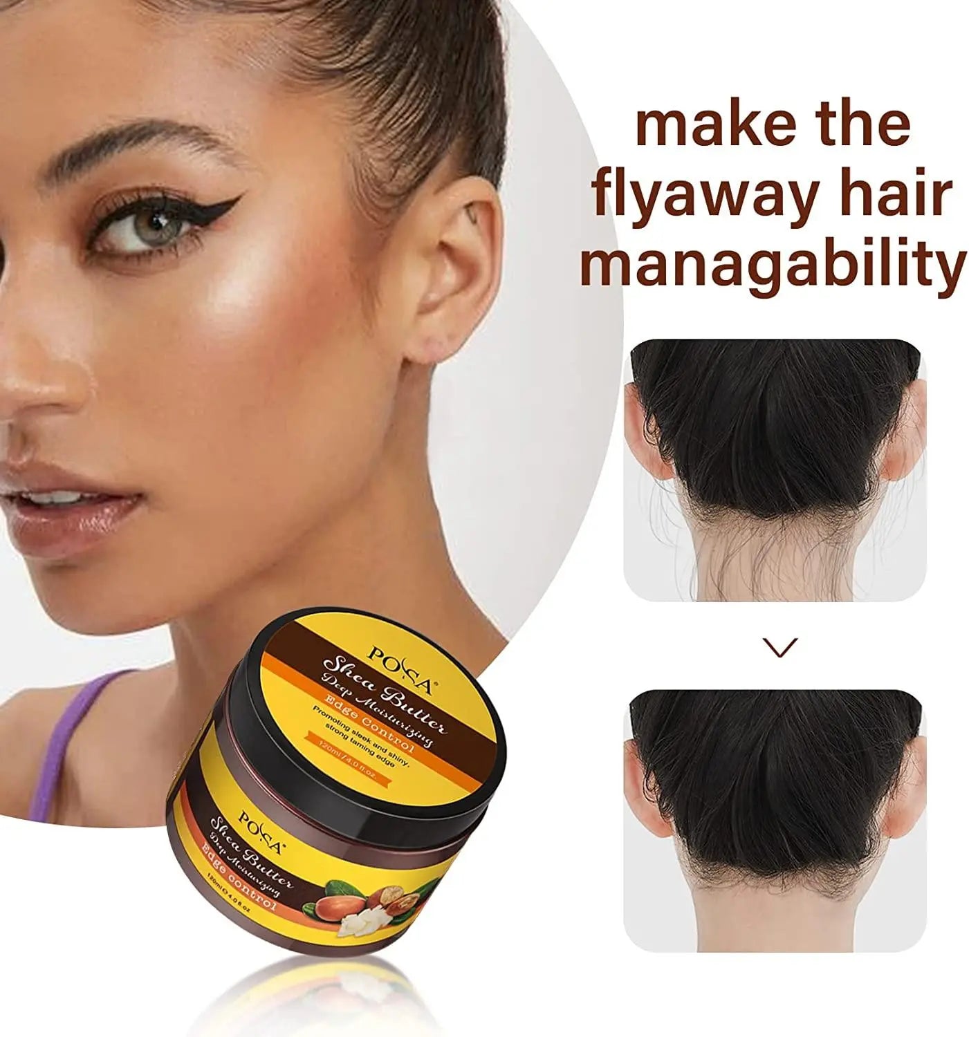 POSA Instant Control Edge Control,Hair Wax, 48 hours Lasting Natural Tea Tree Oil Deep Moisturizing EdgeTamer, Shine Smooth Hair Styling Gel with Shea Butter,Jojoba Oil 120 ML - JOLIE'S UAE