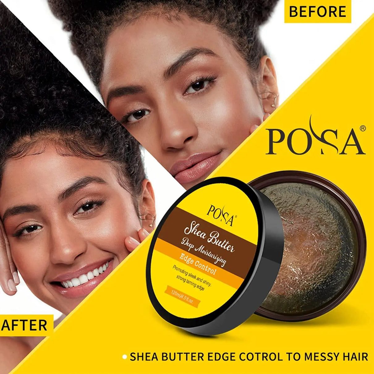POSA Instant Control Edge Control,Hair Wax, 48 hours Lasting Natural Tea Tree Oil Deep Moisturizing EdgeTamer, Shine Smooth Hair Styling Gel with Shea Butter,Jojoba Oil 120 ML - JOLIE'S UAE